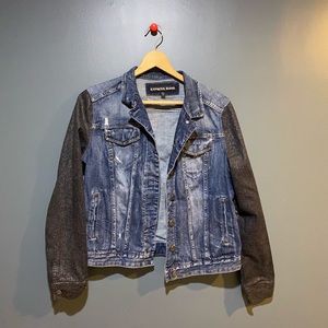 Express denim jacket with glitter sleeves